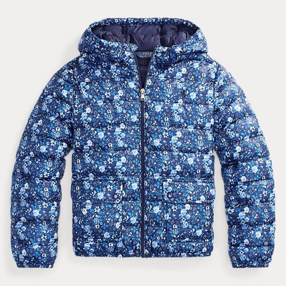 Ralph Lauren Water Resistant Floral Girls Jacket and Pouch